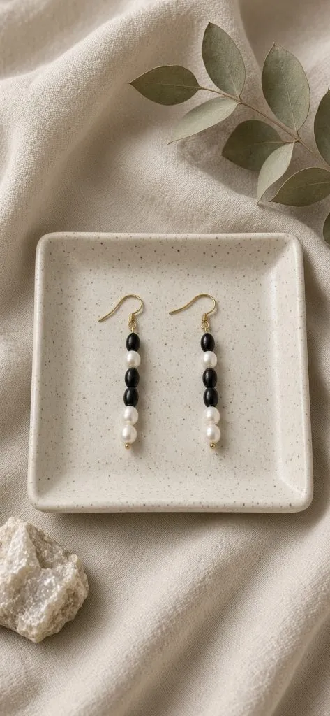 Cercei Perle de cultură și Onix